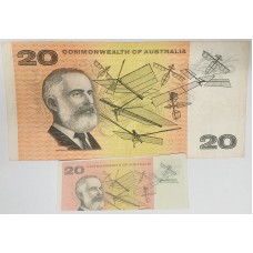 AUSTRALIA 1967 . TWENTY 20 DOLLARS BANKNOTE . MAJOR ERROR . MISSING COLOUR SIMULATION